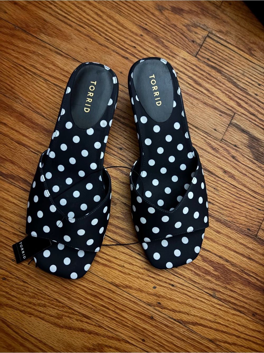 torrid Black & White Polka Dot Slide Sandals